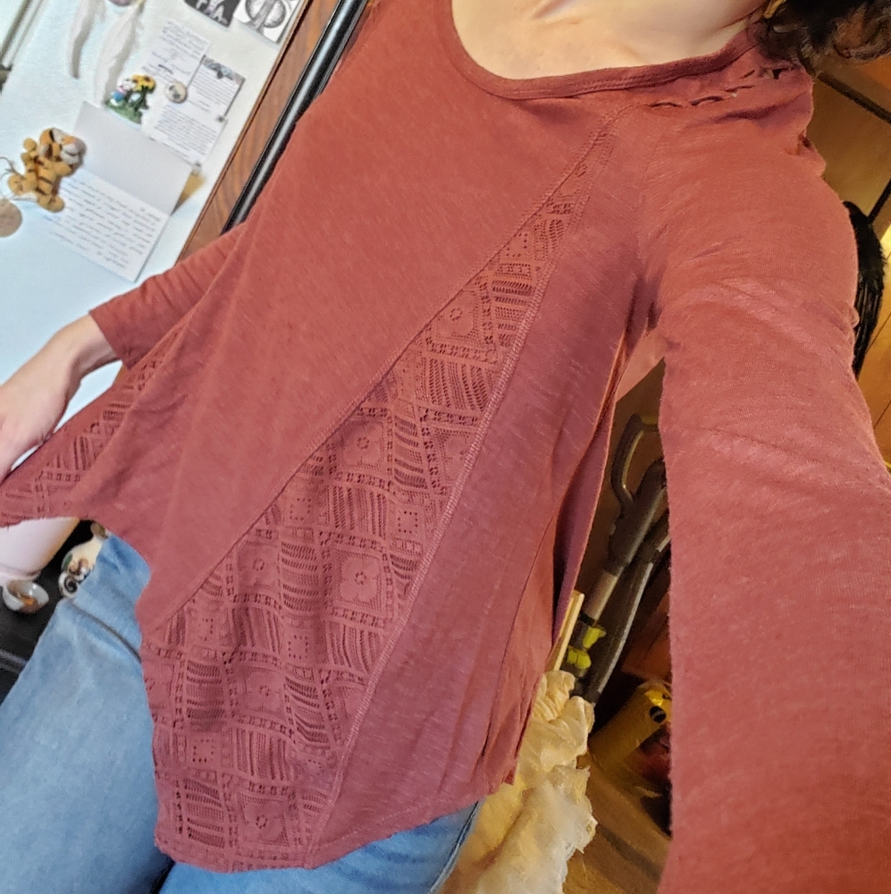 Rustic pink color Long-sleeved shirt blouse